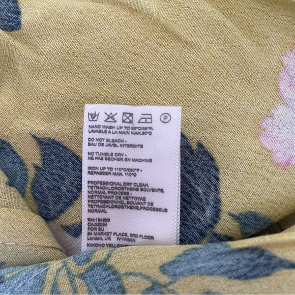 Anthropologie Elma Yellow Pink Floral Open Front Boho Kimono Top 37757 - Picture 7 of 9